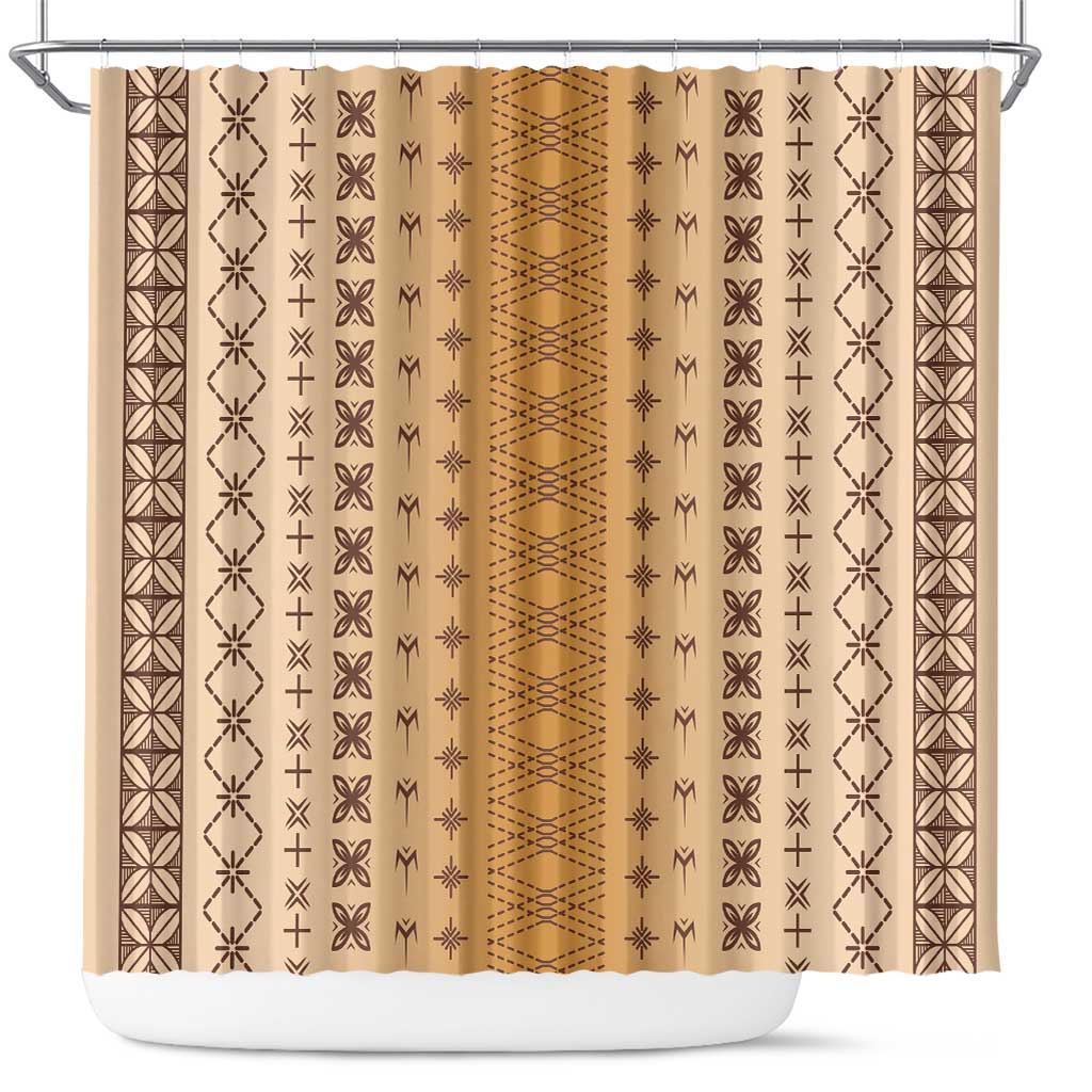 Beige Samoa Malu Tattoo Inspired Shower Curtain - Polynesian Pride