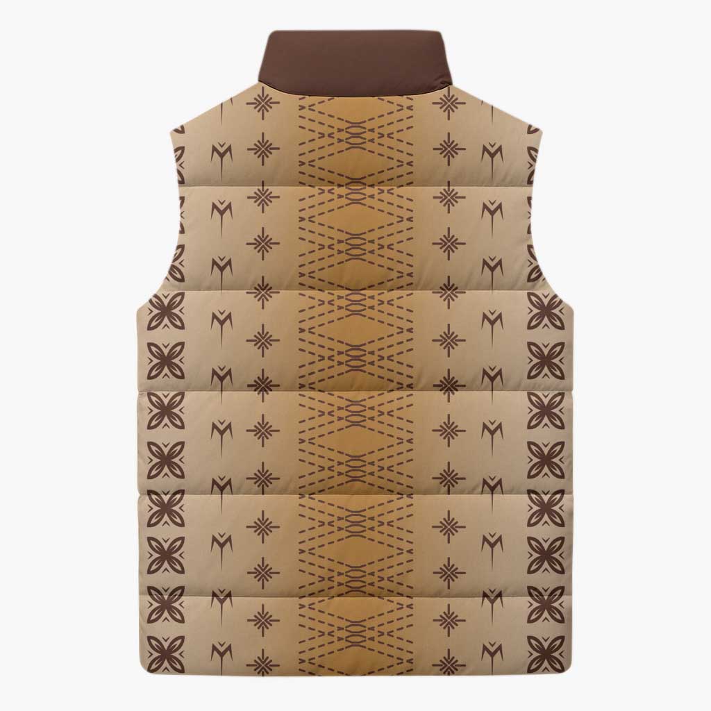 Beige Samoa Malu Tattoo Inspired Sleeveless Puffer Jacket LT05 - Polynesian Pride