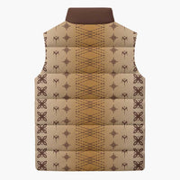 Beige Samoa Malu Tattoo Inspired Sleeveless Puffer Jacket LT05 - Polynesian Pride