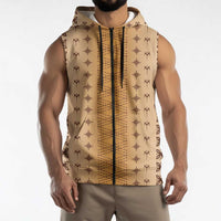 Beige Samoa Malu Tattoo Inspired Sleeveless Zip Hoodie - Polynesian Pride