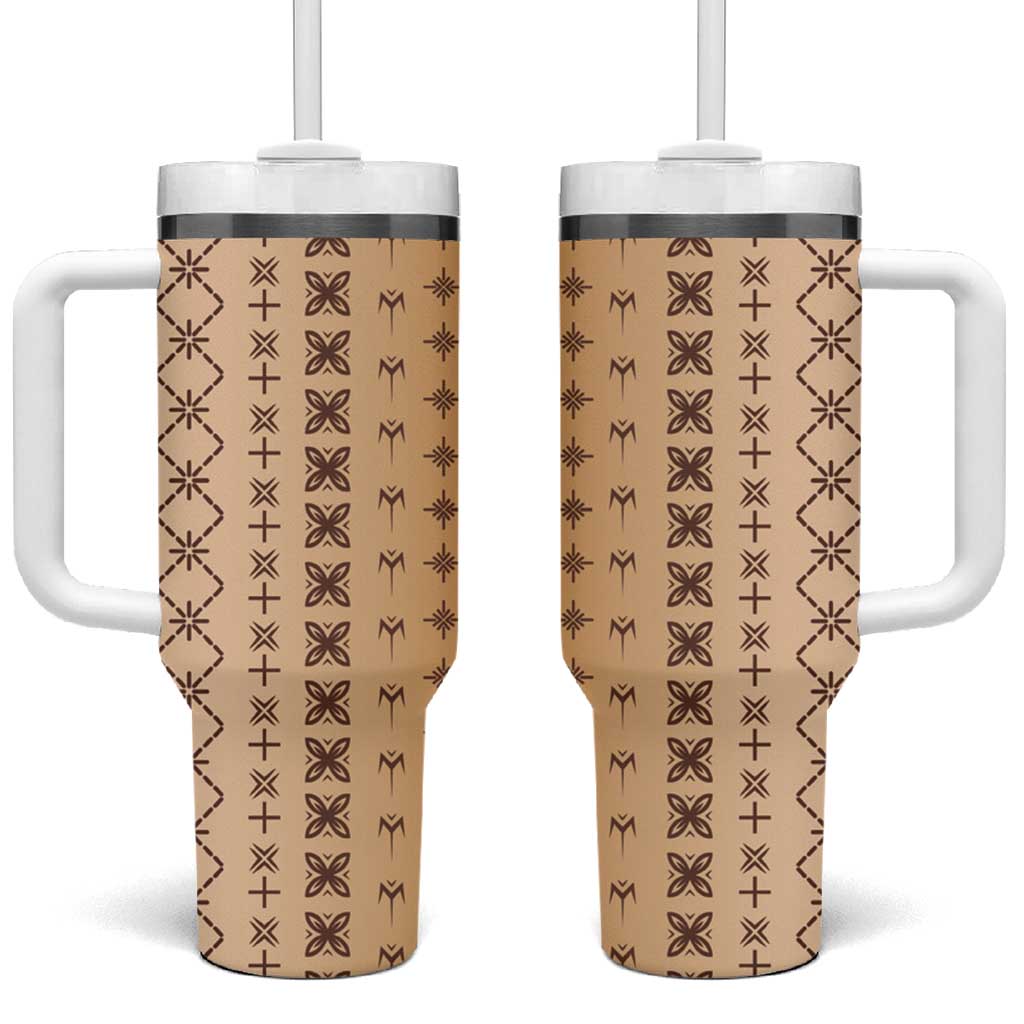 Beige Samoa Malu Tattoo Inspired Tumbler With Handle LT05 One Size: 40 oz Beige - Polynesian Pride