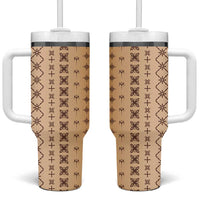 Beige Samoa Malu Tattoo Inspired Tumbler With Handle LT05 One Size: 40 oz Beige - Polynesian Pride