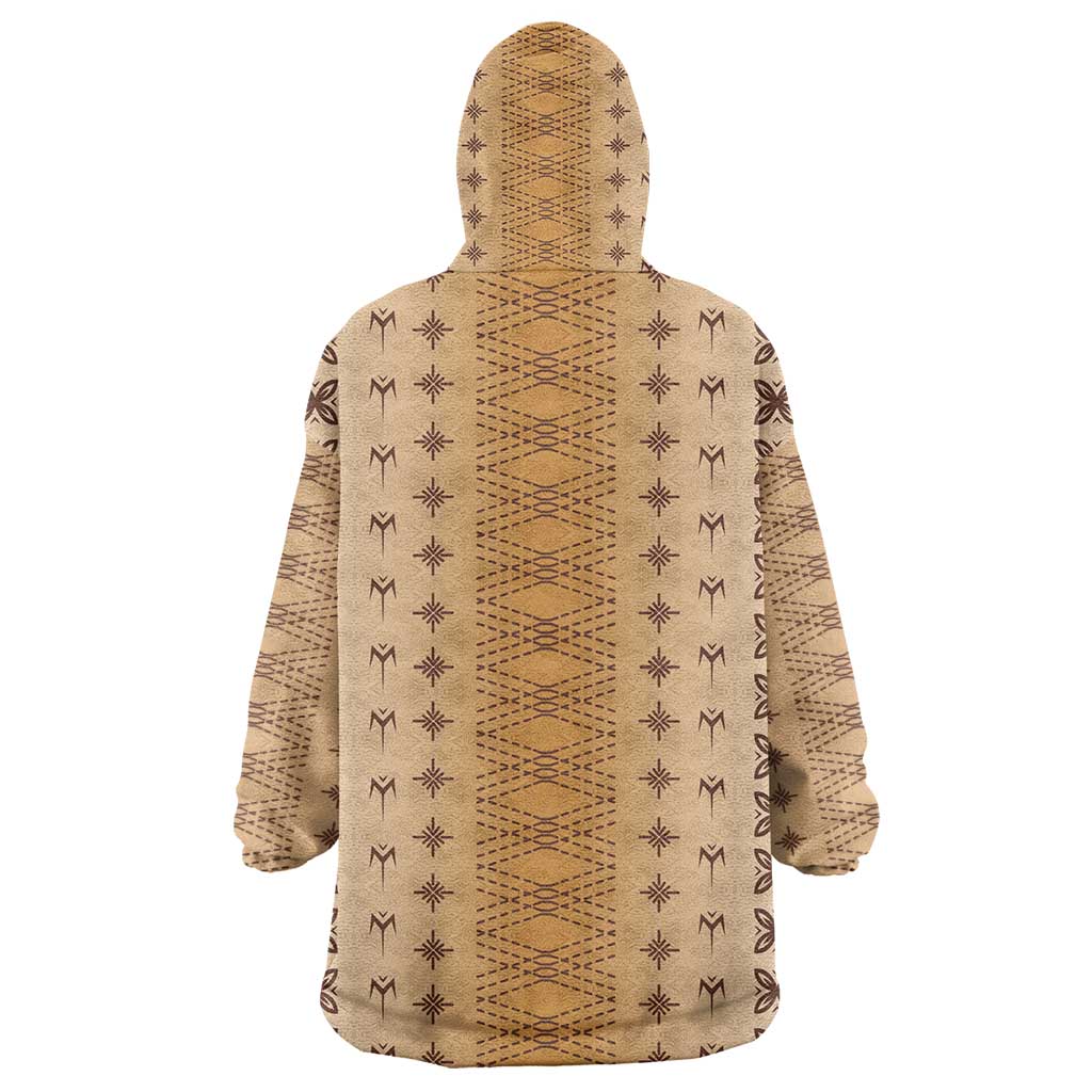 Beige Samoa Malu Tattoo Inspired Wearable Blanket Hoodie - Polynesian Pride