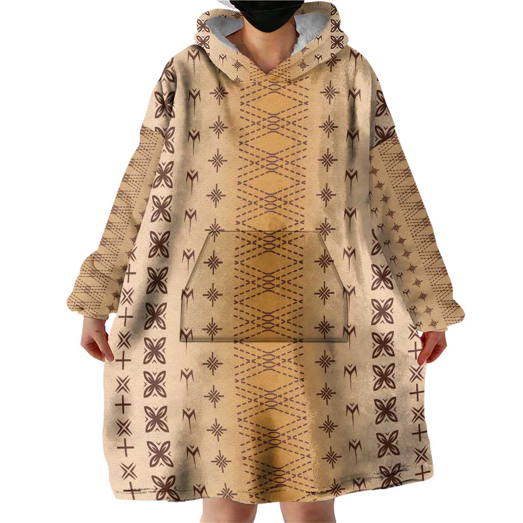 Beige Samoa Malu Tattoo Inspired Wearable Blanket Hoodie - Polynesian Pride