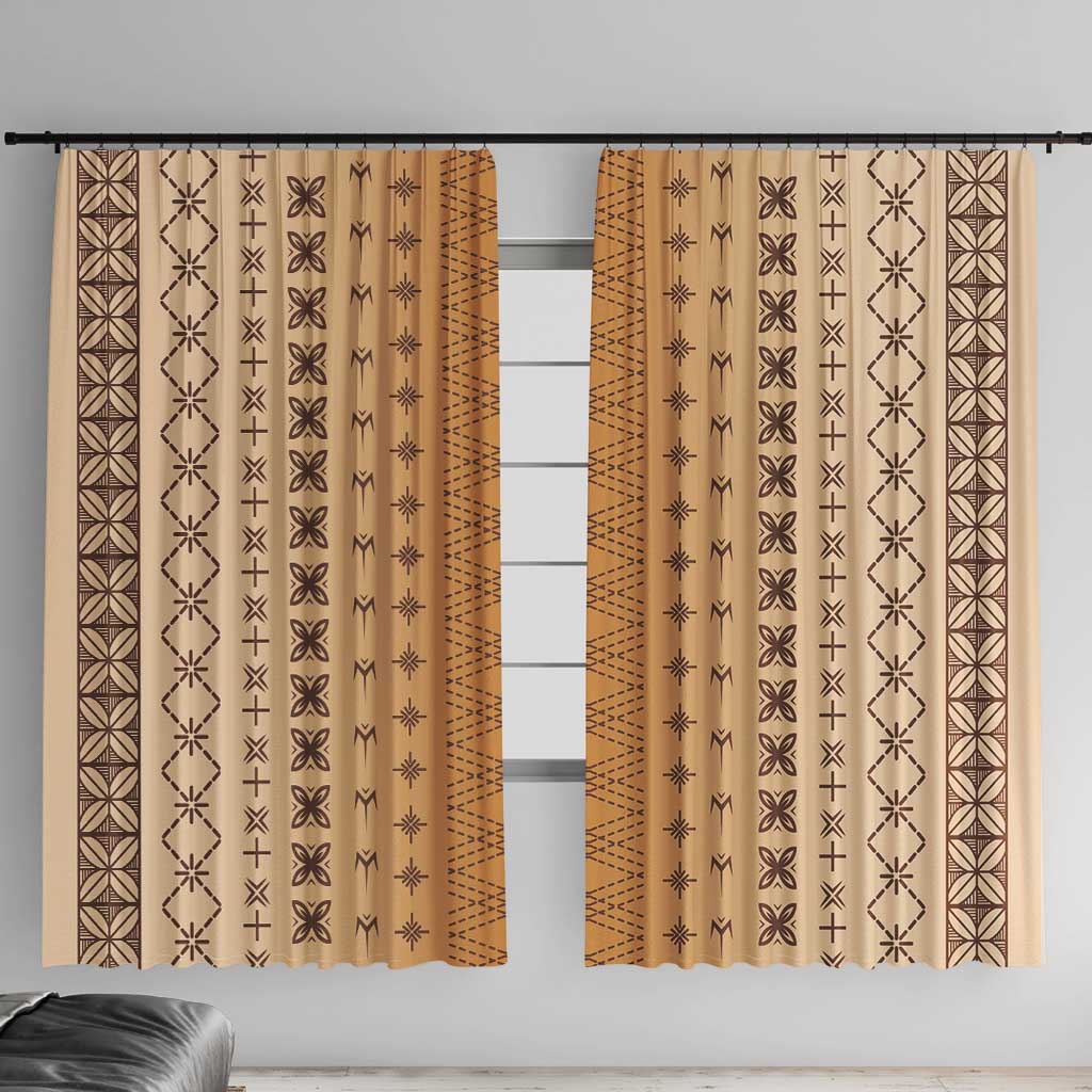 Beige Samoa Malu Tattoo Inspired Window Curtain - Polynesian Pride