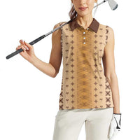 Beige Samoa Malu Tattoo Inspired Women Sleeveless Polo Shirt LT05 - Polynesian Pride