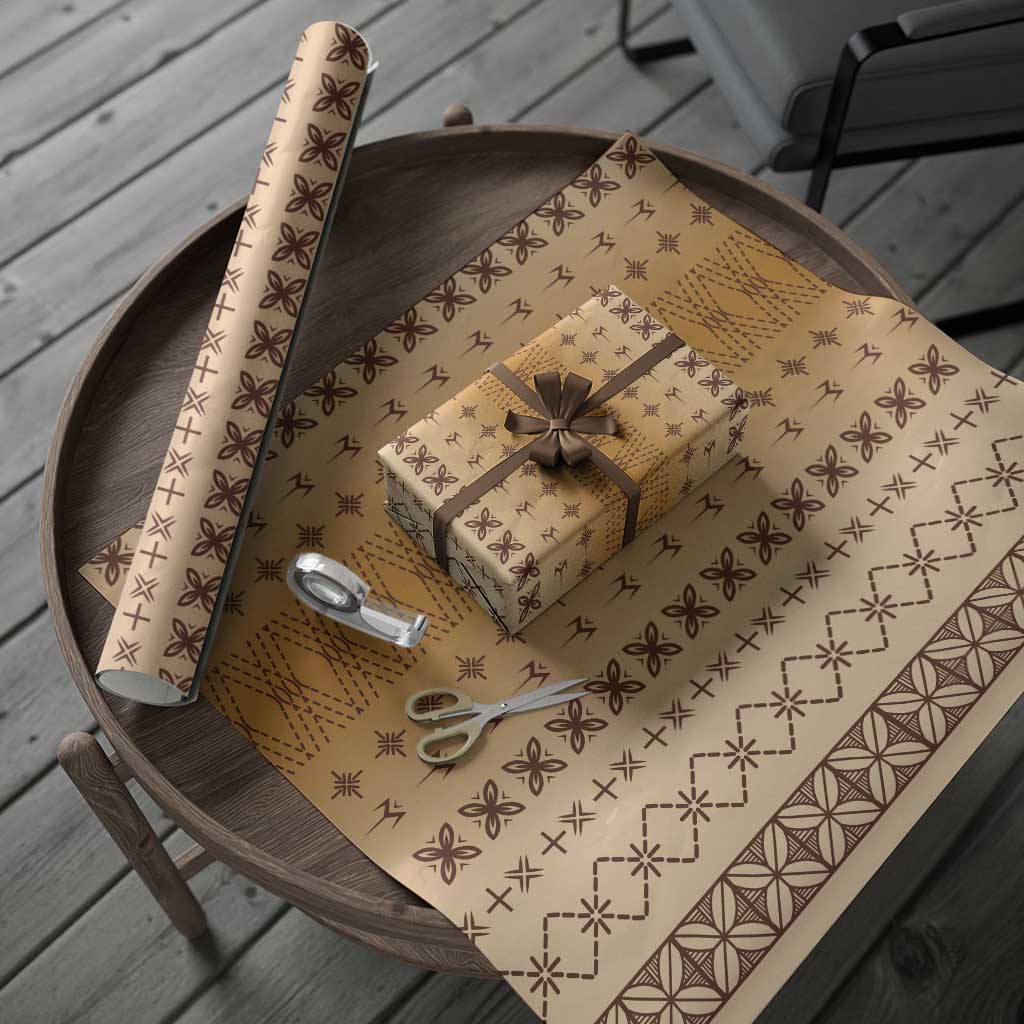 Beige Samoa Malu Tattoo Inspired Wrapping Paper