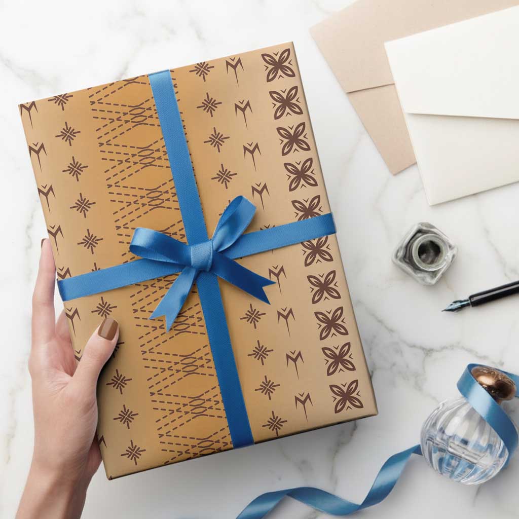 Beige Samoa Malu Tattoo Inspired Wrapping Paper
