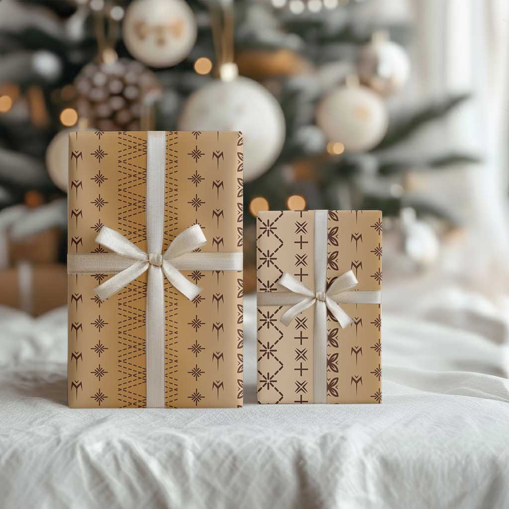 Beige Samoa Malu Tattoo Inspired Wrapping Paper