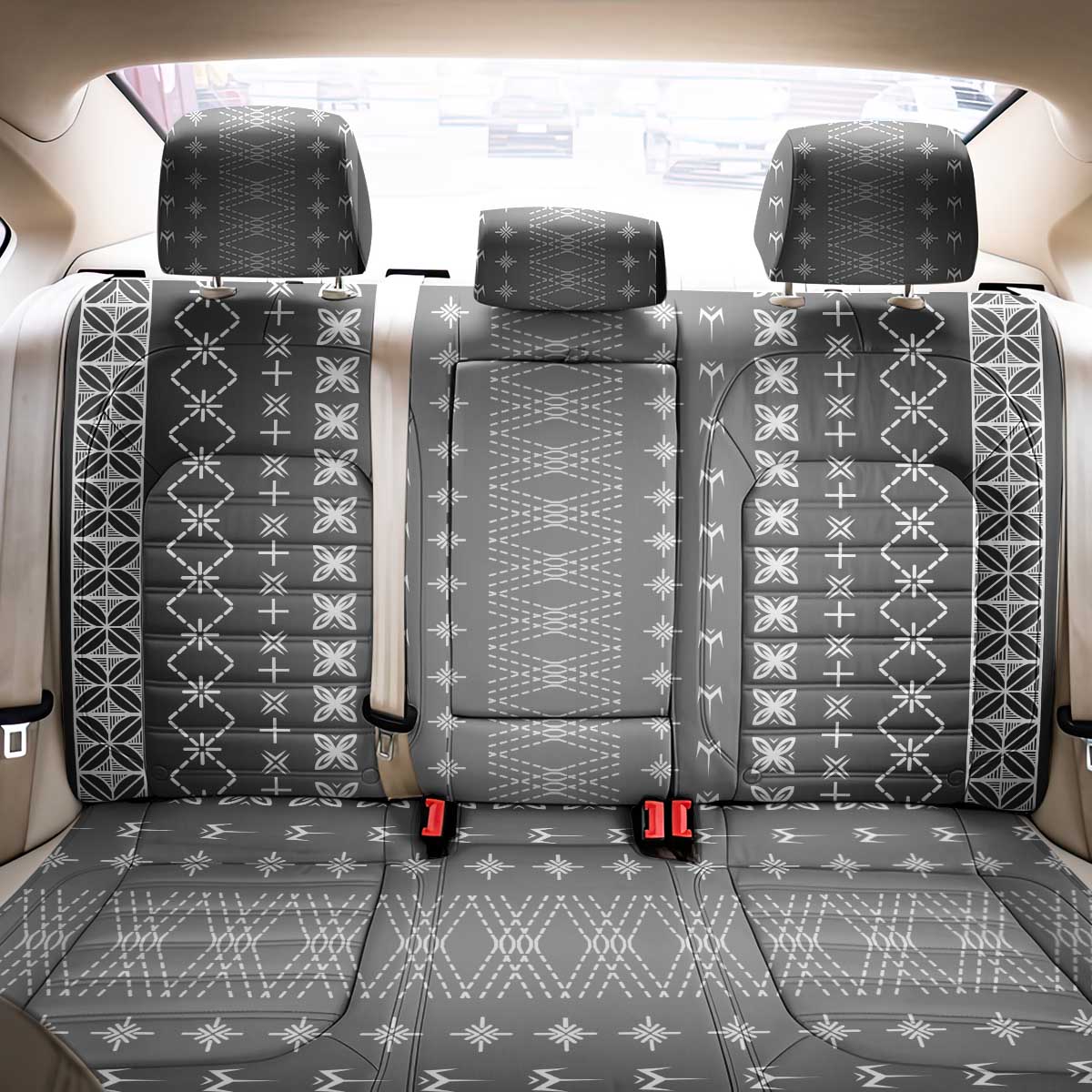 Black Samoa Malu Tattoo Inspired Back Car Seat Cover - Polynesian Pride