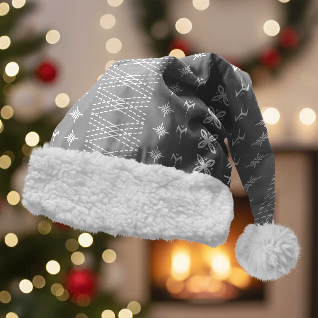 Black Samoa Malu Tattoo Inspired Christmas Santa Hat LT05 With Fur Black - Polynesian Pride