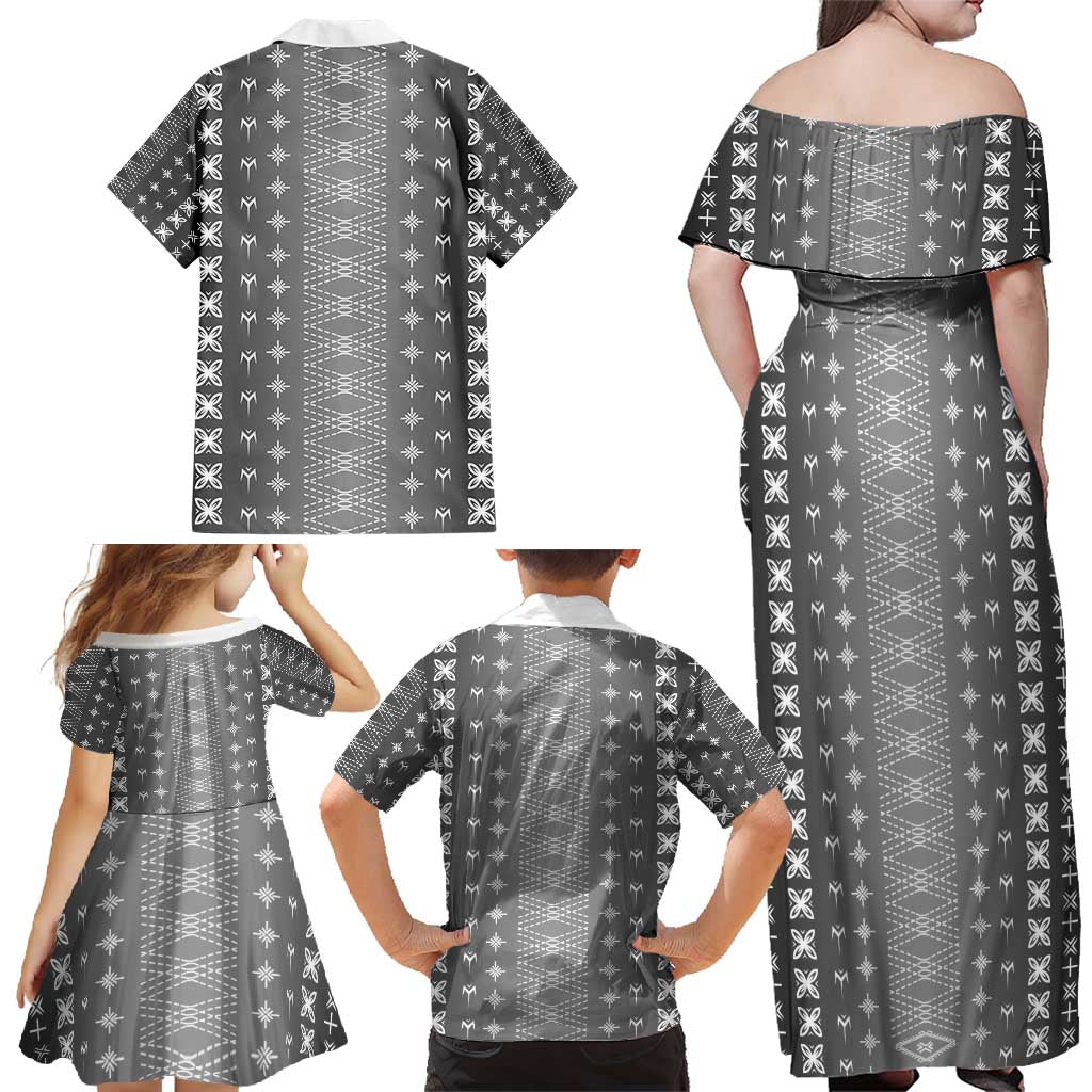 Black Samoa Malu Tattoo Inspired Family Matching Off Shoulder Maxi Dress and Hawaiian Shirt - Polynesian Pride