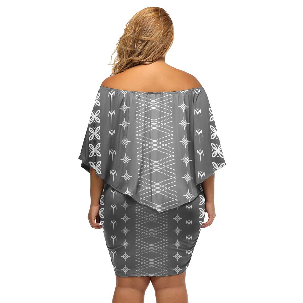 Black Samoa Malu Tattoo Inspired Family Matching Off Shoulder Short Dress and Hawaiian Shirt - Polynesian Pride