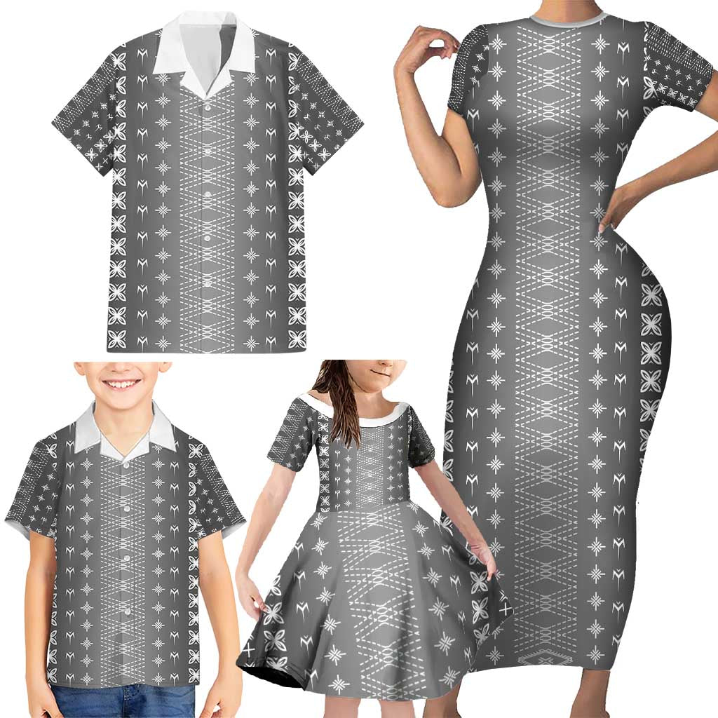 Black Samoa Malu Tattoo Inspired Family Matching Short Sleeve Bodycon Dress and Hawaiian Shirt - Polynesian Pride