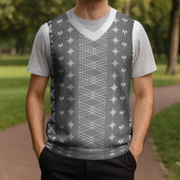 Black Samoa Malu Tattoo Inspired Christmas Knitted V-Neck Vest LT05 - Polynesian Pride