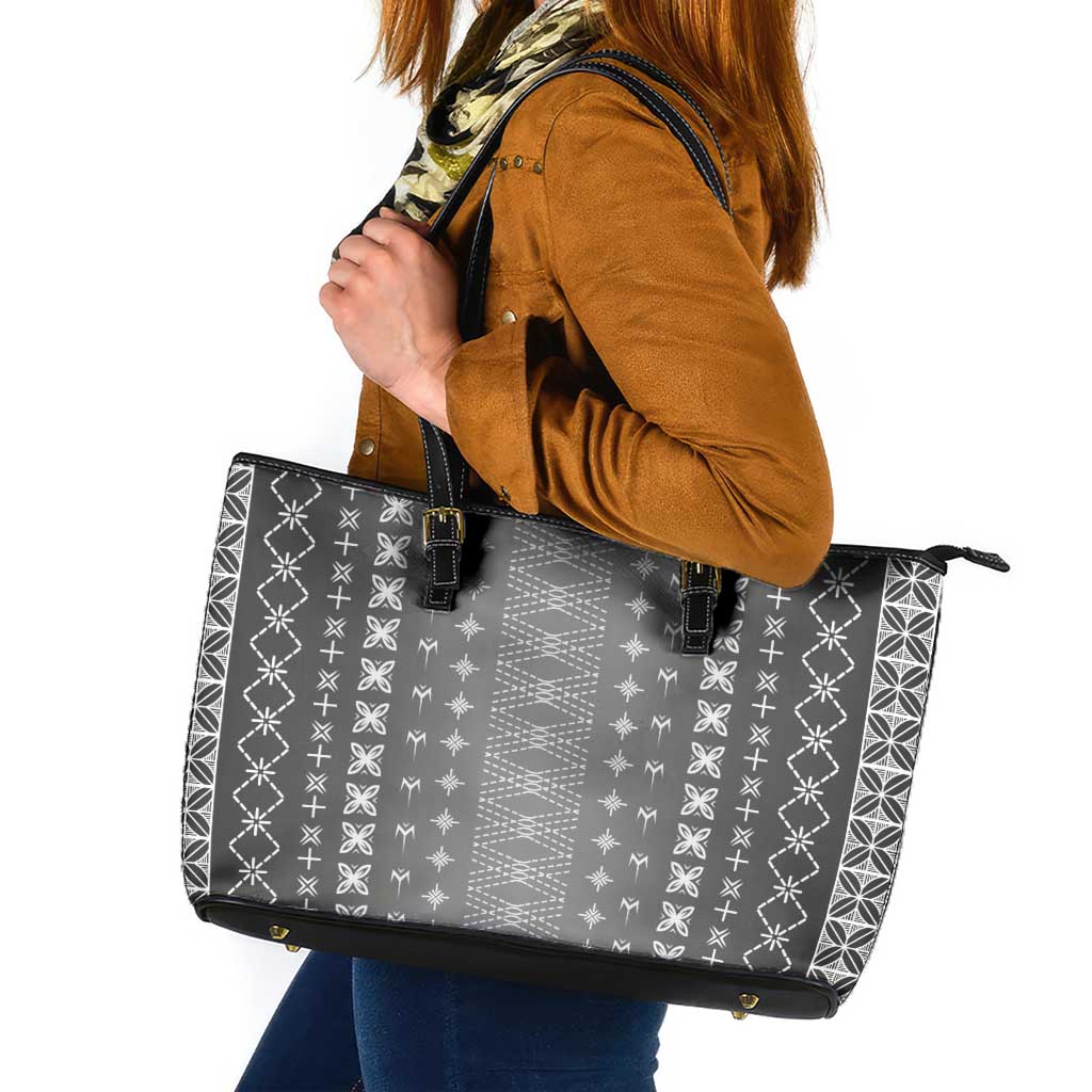 Black Samoa Malu Tattoo Inspired Leather Tote Bag LT05 Black - Polynesian Pride