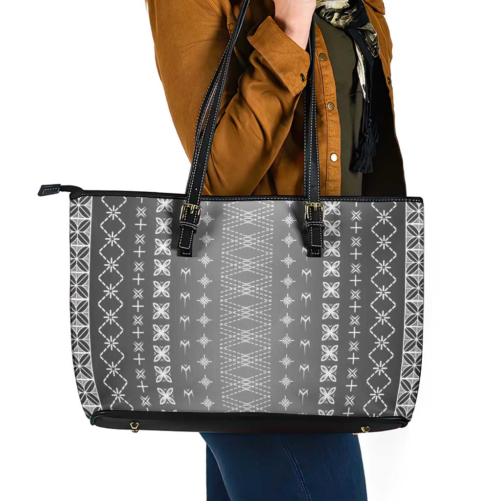 Black Samoa Malu Tattoo Inspired Leather Tote Bag LT05 - Polynesian Pride
