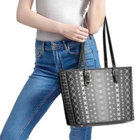 Black Samoa Malu Tattoo Inspired Leather Tote Bag LT05 - Polynesian Pride