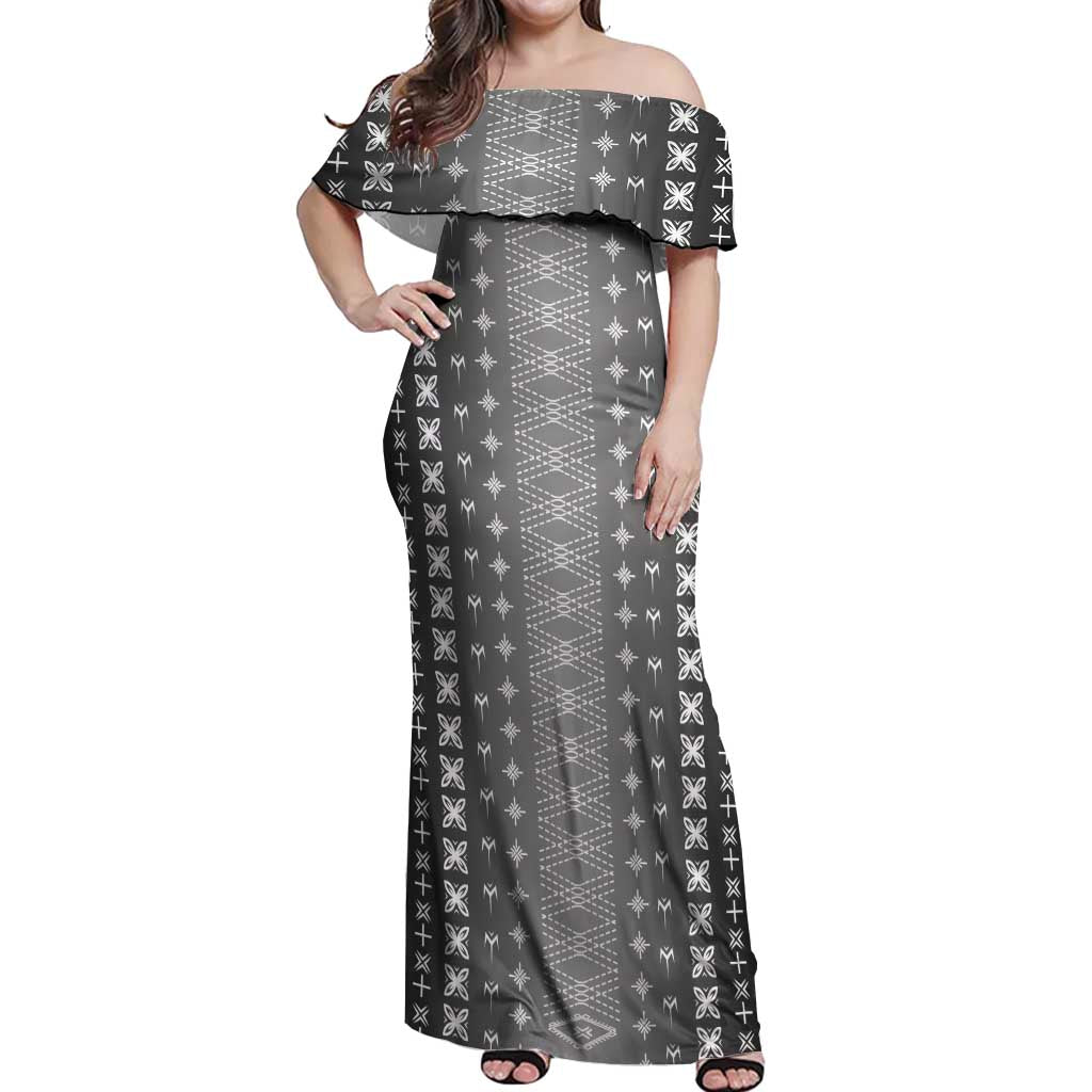 Black Samoa Malu Tattoo Inspired Off Shoulder Maxi Dress - Polynesian Pride