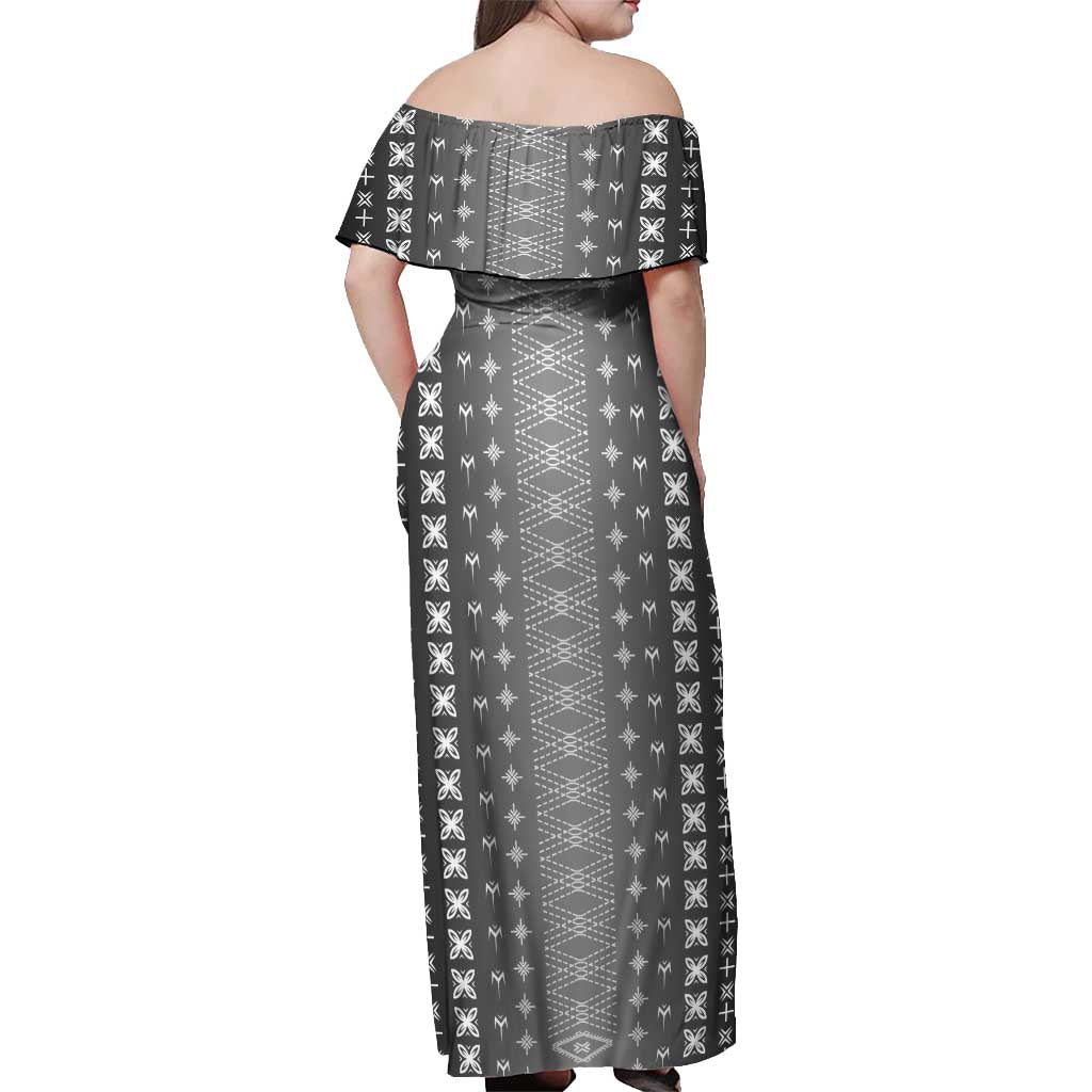 Black Samoa Malu Tattoo Inspired Off Shoulder Maxi Dress LT05 - Polynesian Pride