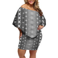 Black Samoa Malu Tattoo Inspired Off Shoulder Short Dress LT05 Women Black - Polynesian Pride