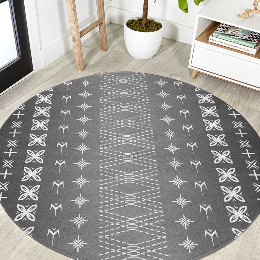 Black Samoa Malu Tattoo Inspired Round Carpet - Polynesian Pride