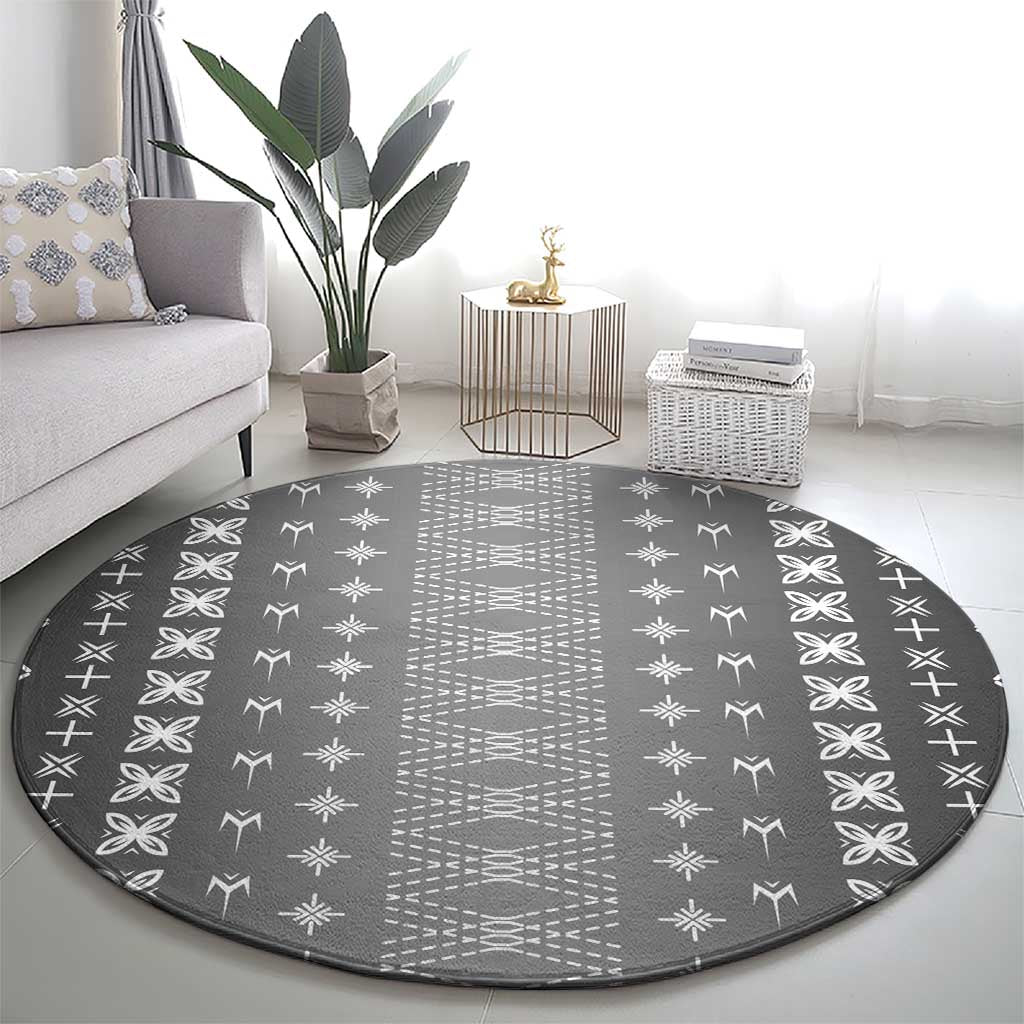 Black Samoa Malu Tattoo Inspired Round Carpet - Polynesian Pride