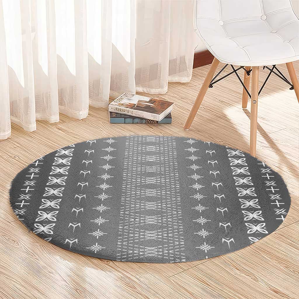 Black Samoa Malu Tattoo Inspired Round Carpet - Polynesian Pride