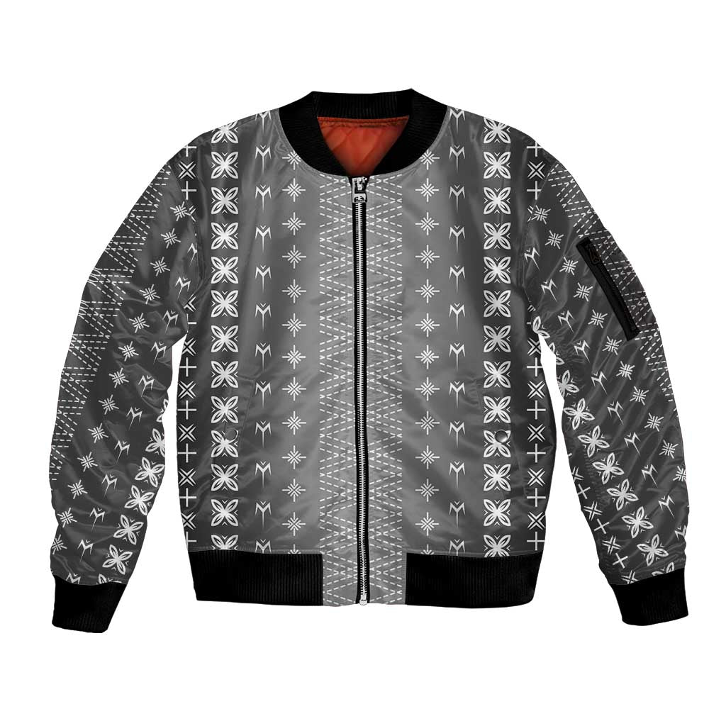Black Samoa Malu Tattoo Inspired Sleeve Zip Bomber Jacket - Polynesian Pride