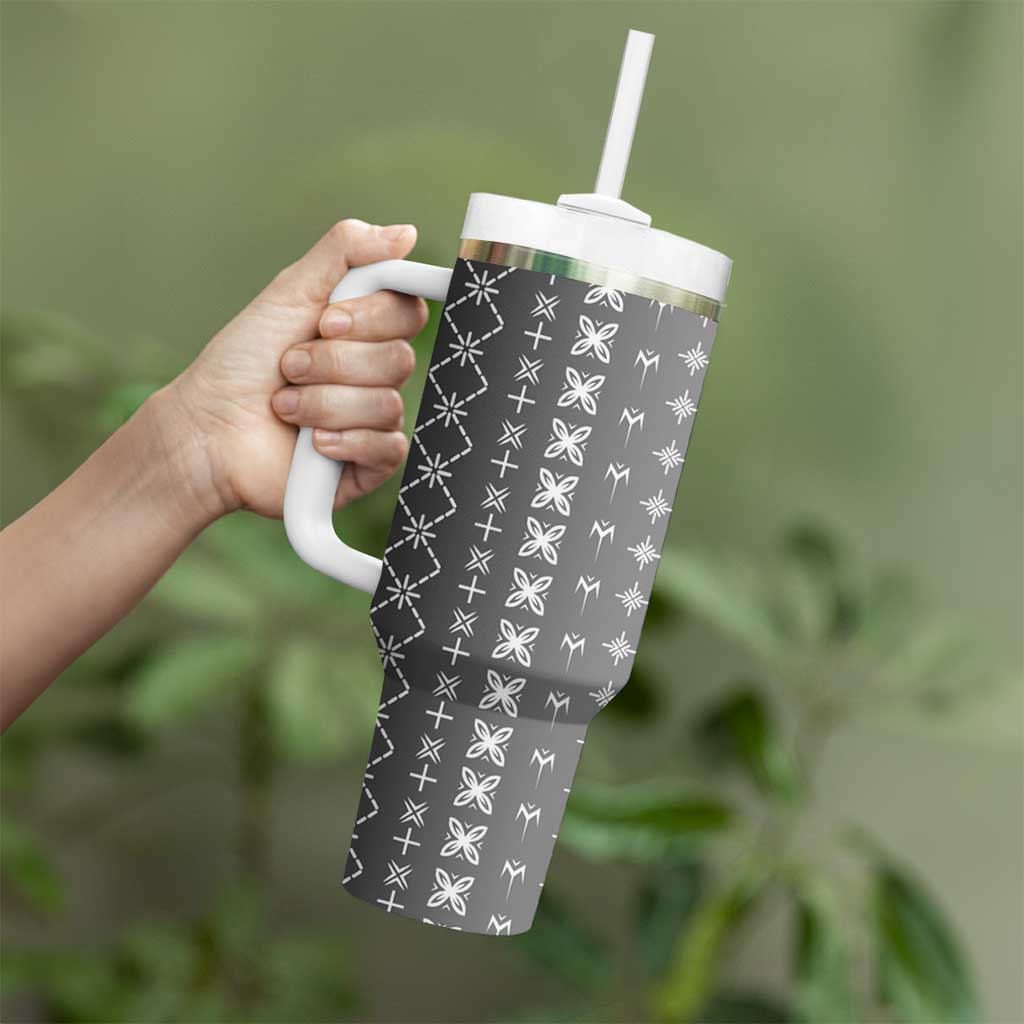 Black Samoa Malu Tattoo Inspired Tumbler With Handle LT05 - Polynesian Pride