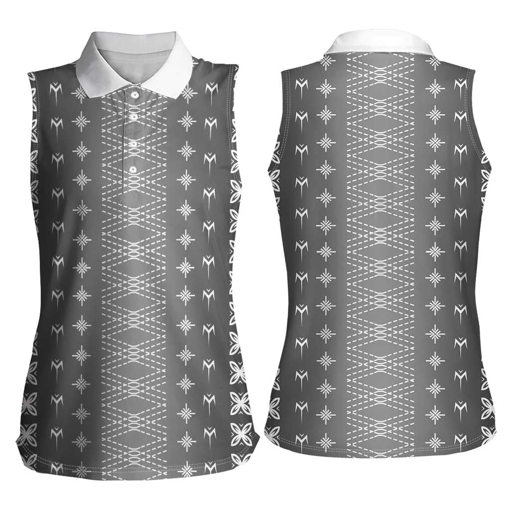 Black Samoa Malu Tattoo Inspired Women Sleeveless Polo Shirt LT05 - Polynesian Pride