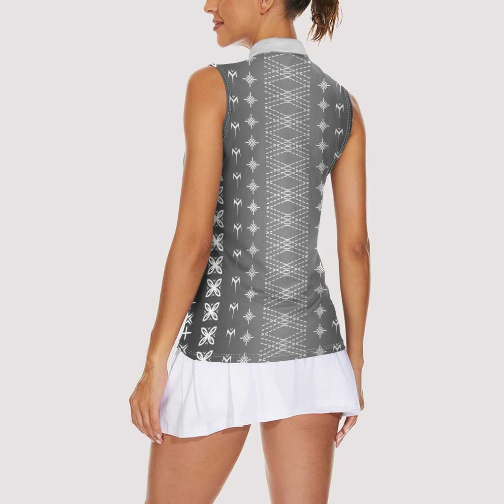 Black Samoa Malu Tattoo Inspired Women Sleeveless Polo Shirt LT05 - Polynesian Pride