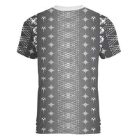 Black Samoa Malu Tattoo Inspired Women V-Neck T-Shirt LT05 - Polynesian Pride