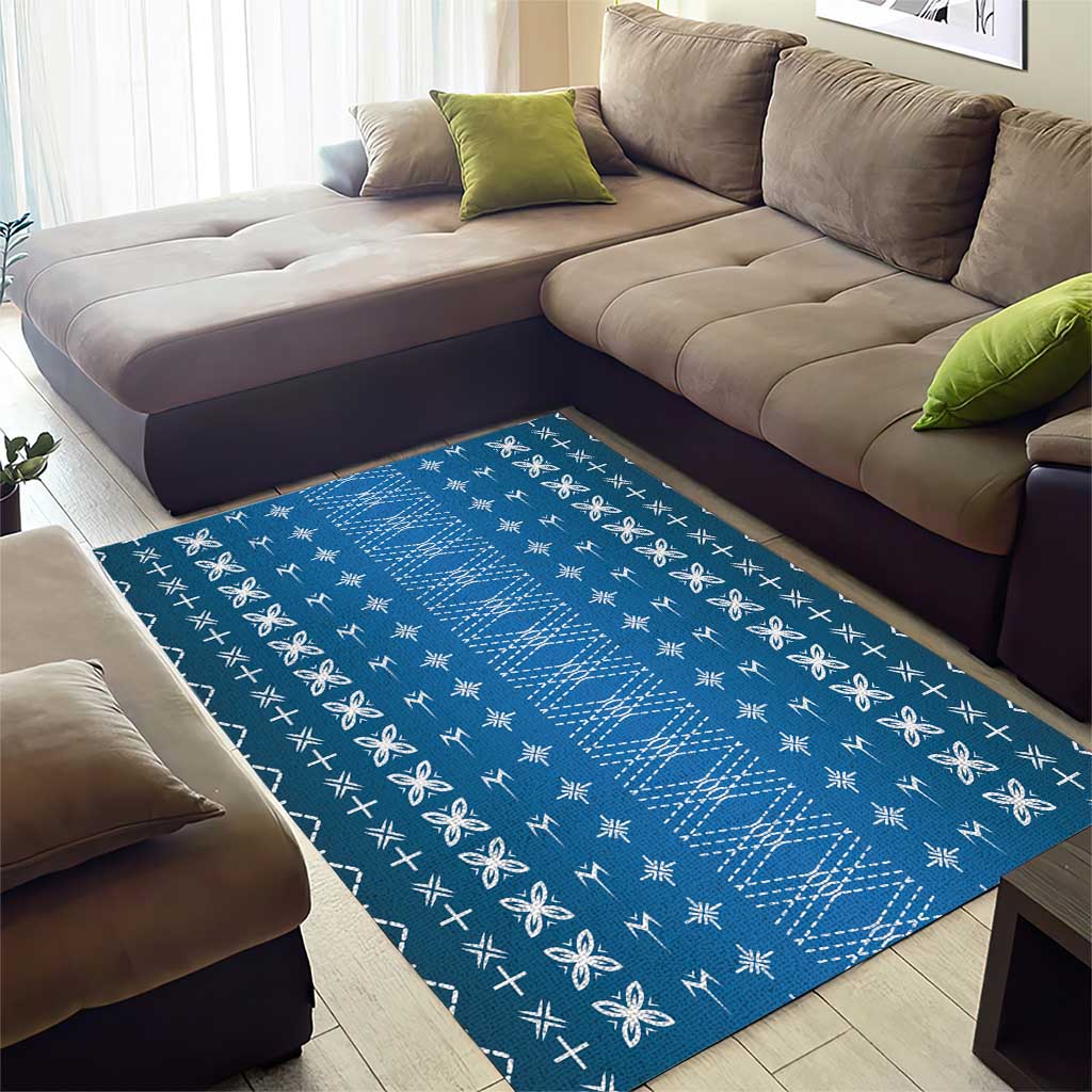 Blue Samoa Malu Tattoo Inspired Area Rug - Polynesian Pride