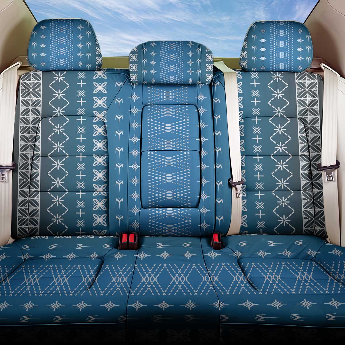 Blue Samoa Malu Tattoo Inspired Back Car Seat Cover - Polynesian Pride