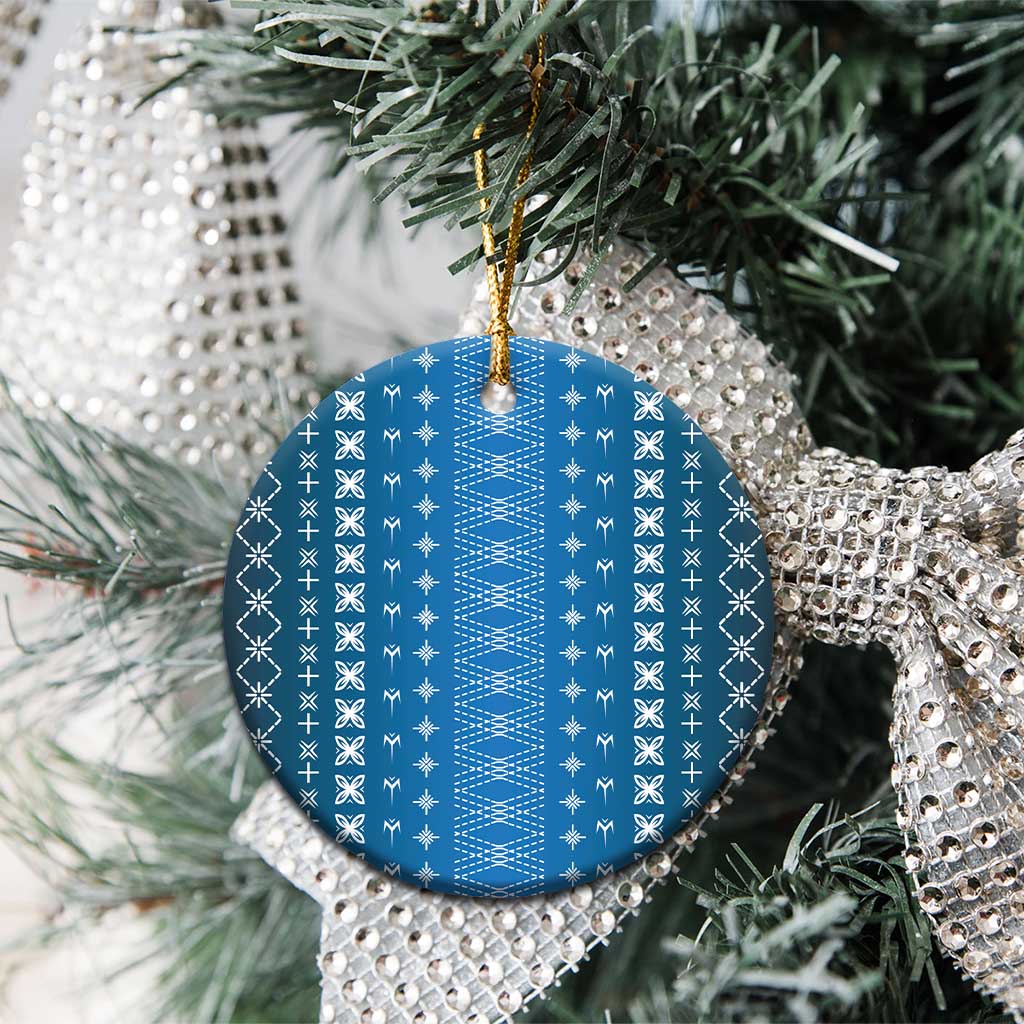 Blue Samoa Malu Tattoo Inspired Ceramic Ornament - Polynesian Pride