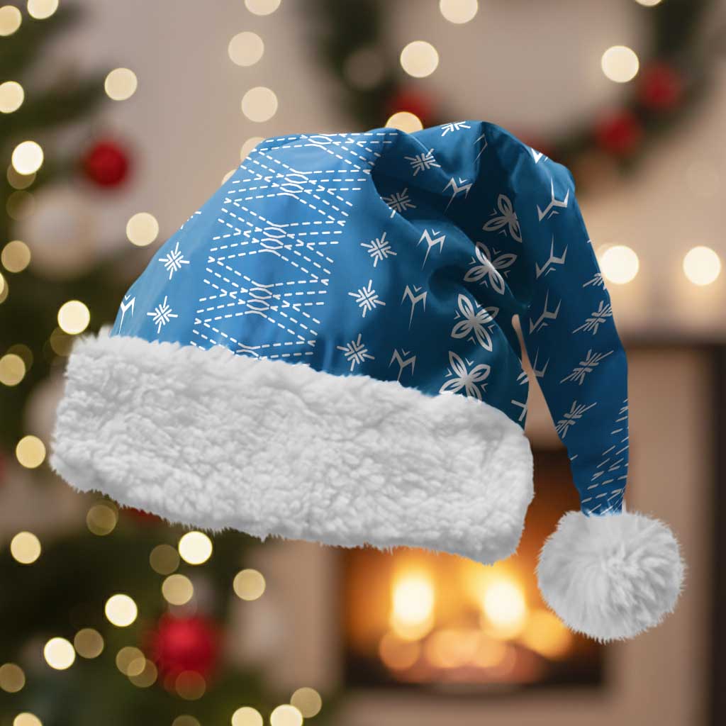 Blue Samoa Malu Tattoo Inspired Christmas Santa Hat LT05 With Fur Blue - Polynesian Pride