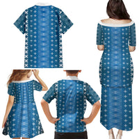 Blue Samoa Malu Tattoo Inspired Family Matching Puletasi and Hawaiian Shirt - Polynesian Pride