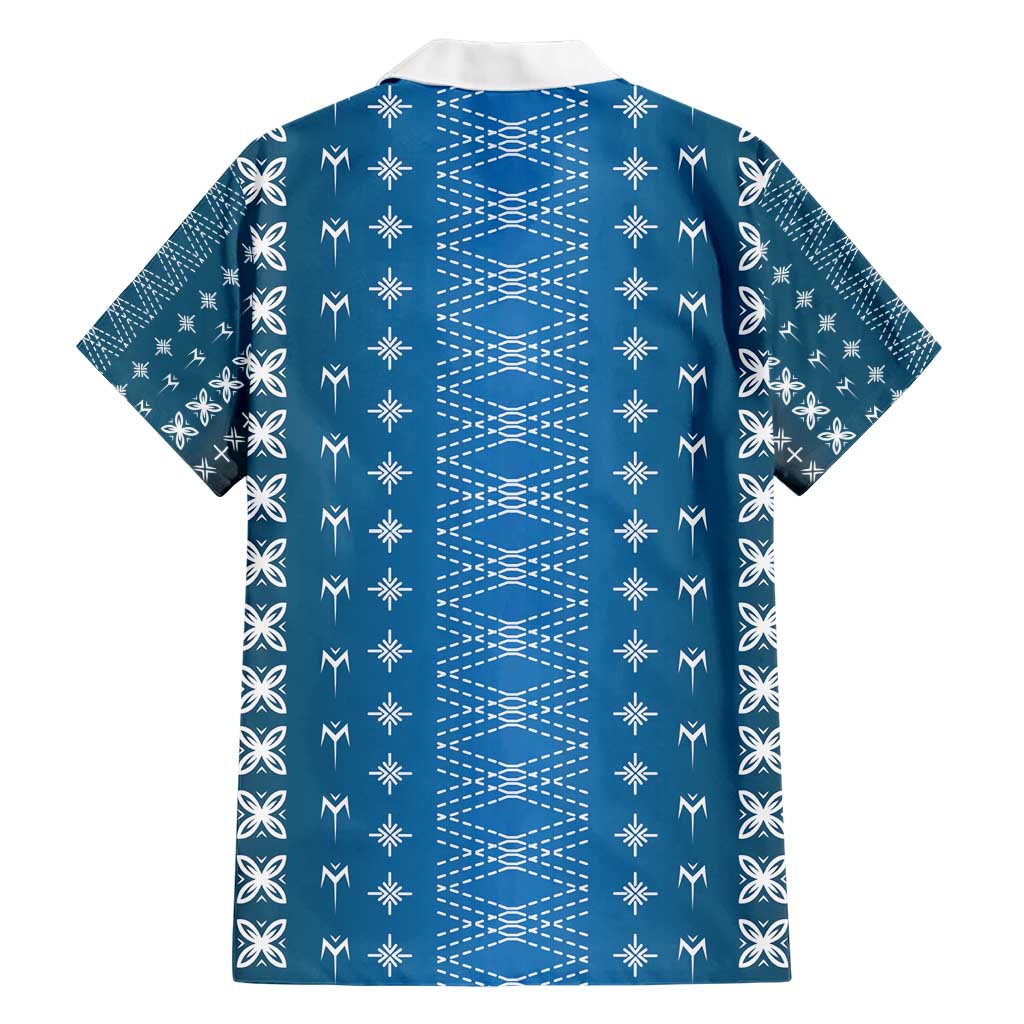Blue Samoa Malu Tattoo Inspired Family Matching Short Sleeve Bodycon Dress and Hawaiian Shirt - Polynesian Pride