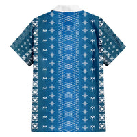 Blue Samoa Malu Tattoo Inspired Family Matching Short Sleeve Bodycon Dress and Hawaiian Shirt - Polynesian Pride