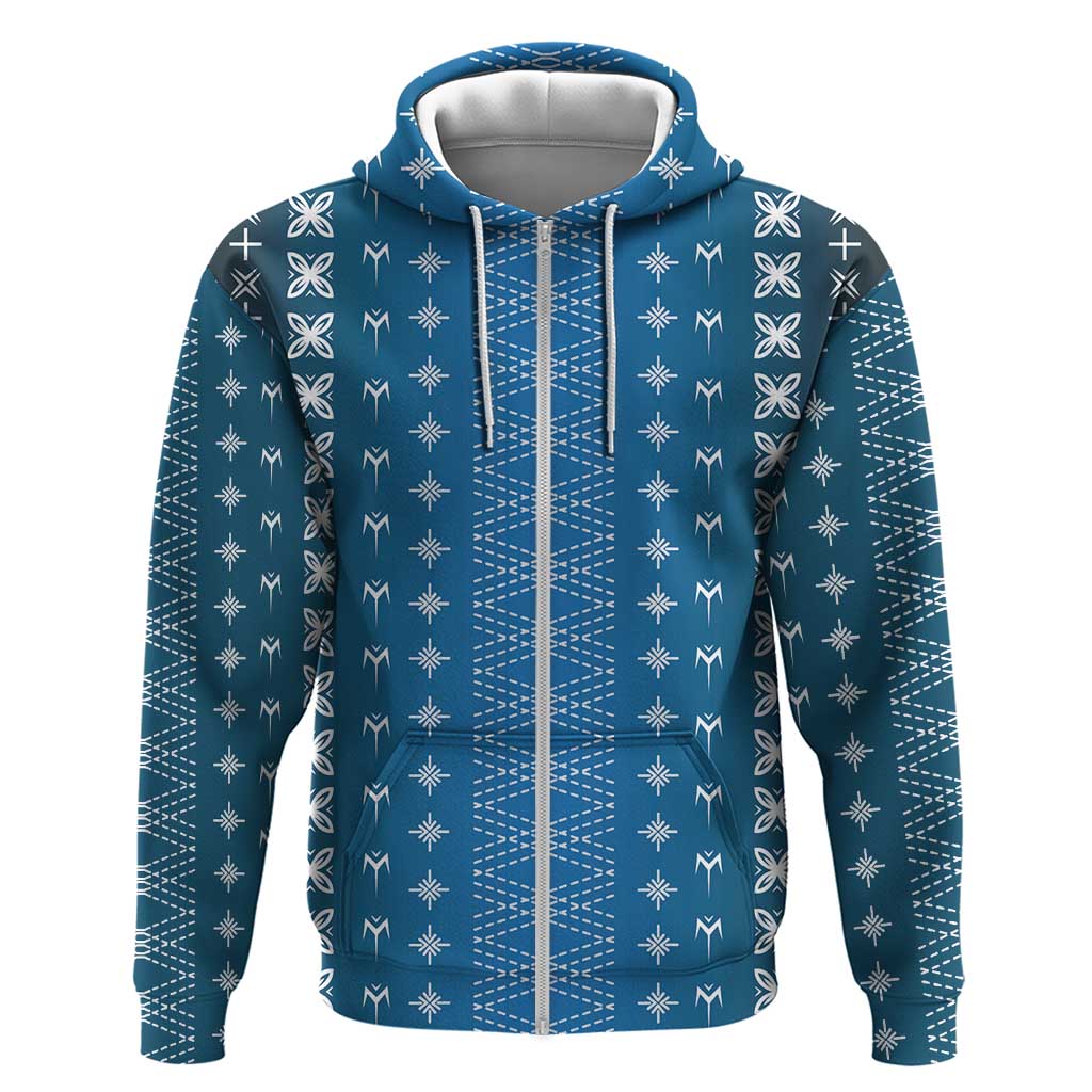 Blue Samoa Malu Tattoo Inspired Hoodie LT05 Zip Hoodie Blue - Polynesian Pride