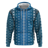 Blue Samoa Malu Tattoo Inspired Hoodie LT05 Zip Hoodie Blue - Polynesian Pride