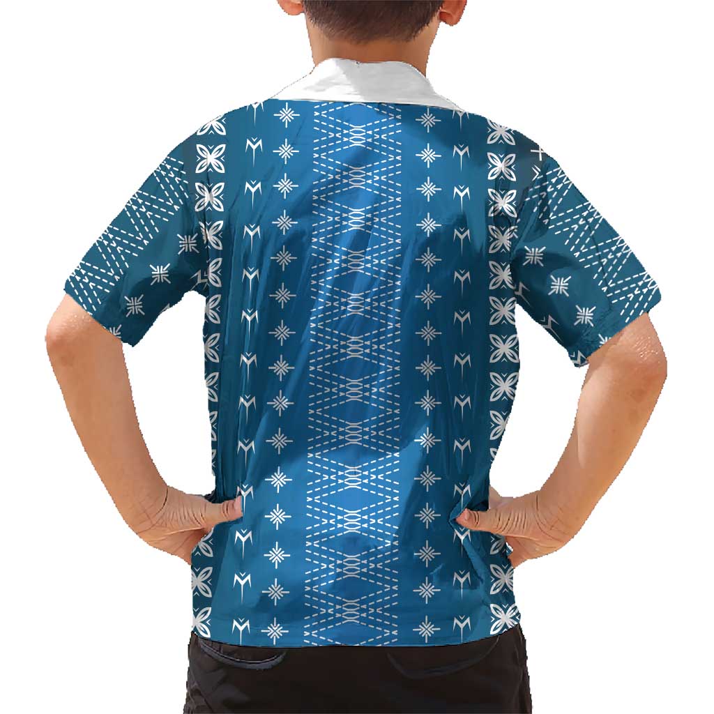 Blue Samoa Malu Tattoo Inspired Kid Hawaiian Shirt - Polynesian Pride