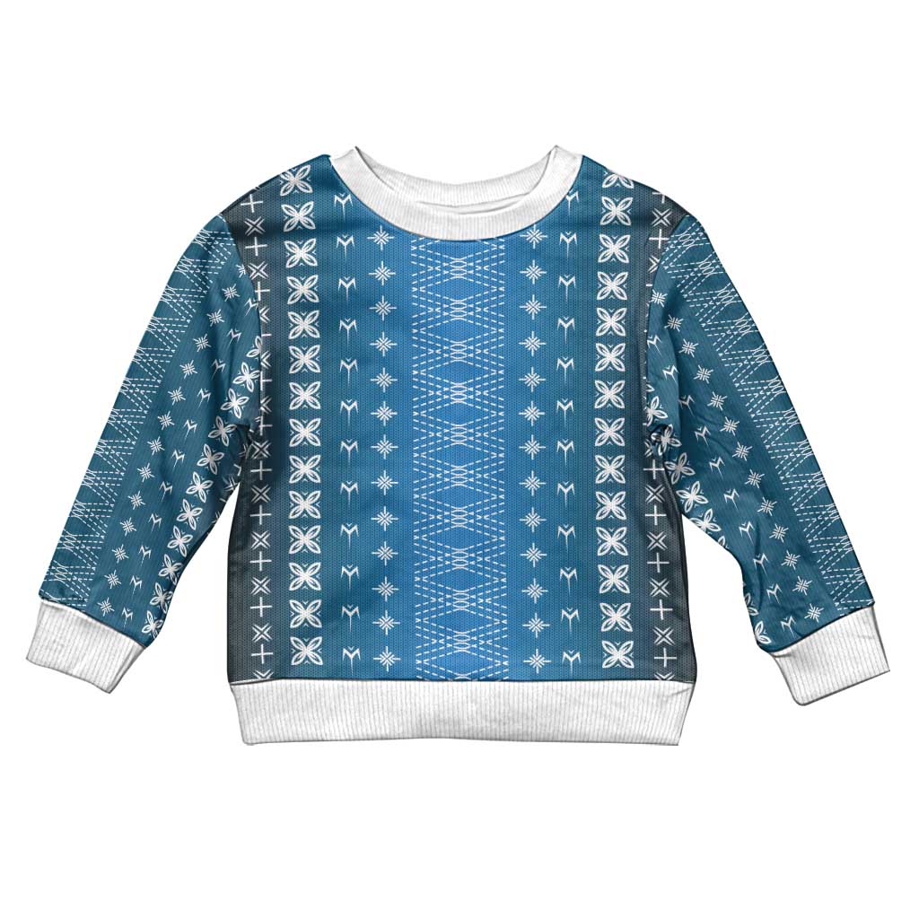 Blue Samoa Malu Tattoo Inspired Kid Ugly Christmas Sweater LT05 Kid Blue - Polynesian Pride