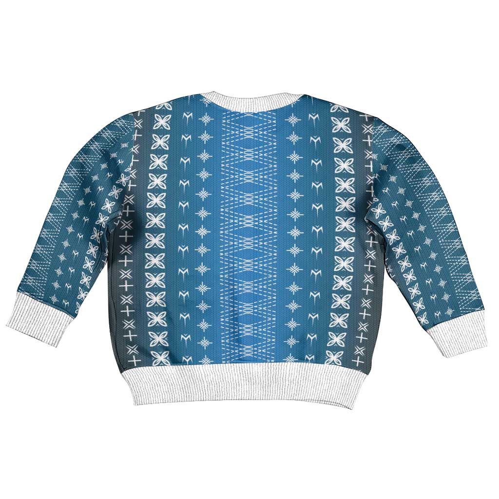 Blue Samoa Malu Tattoo Inspired Kid Ugly Christmas Sweater LT05 - Polynesian Pride