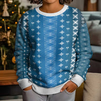 Blue Samoa Malu Tattoo Inspired Kid Ugly Christmas Sweater LT05 - Polynesian Pride