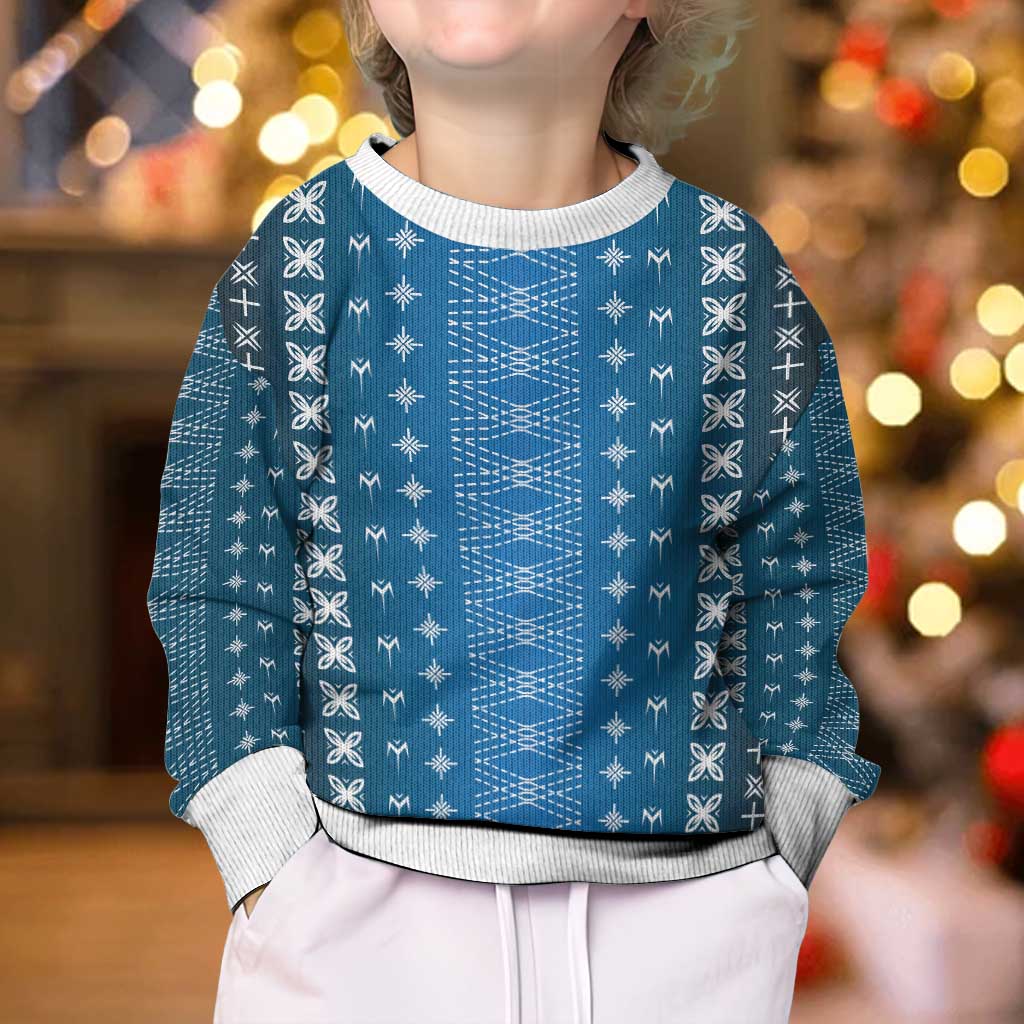Blue Samoa Malu Tattoo Inspired Kid Ugly Christmas Sweater LT05 - Polynesian Pride