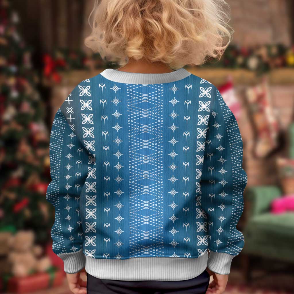 Blue Samoa Malu Tattoo Inspired Kid Ugly Christmas Sweater LT05 - Polynesian Pride