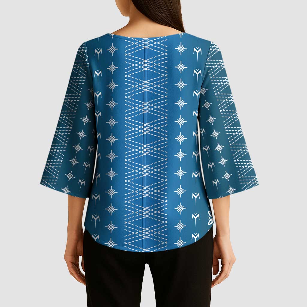 Blue Samoa Malu Tattoo Inspired Kimono Sleeve Blouse - Polynesian Pride