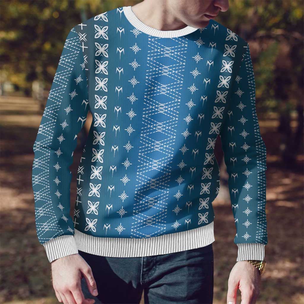 Blue Samoa Malu Tattoo Inspired Ugly Christmas Sweater - Polynesian Pride